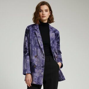 Amadi Purple Tie-Dye Double Breasted Light Jacket Blazer Size M